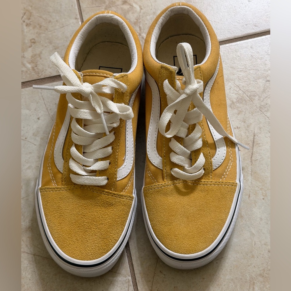 Vans Old Skool Yellow White Suede Canvas Low Top Sneakers Women’s 7.5/Men’s 6